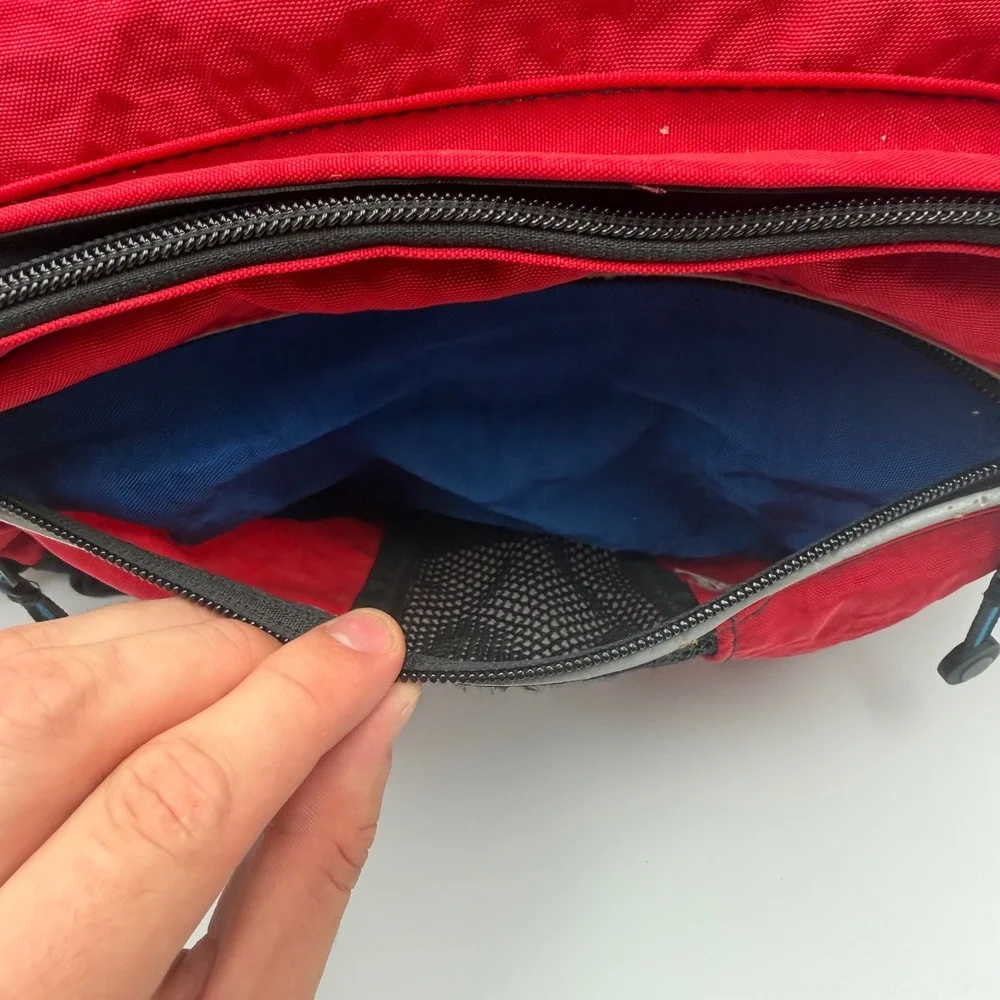 L.L.Bean Kids Backpack Red Black Shark Embroidery Multiple Compartments